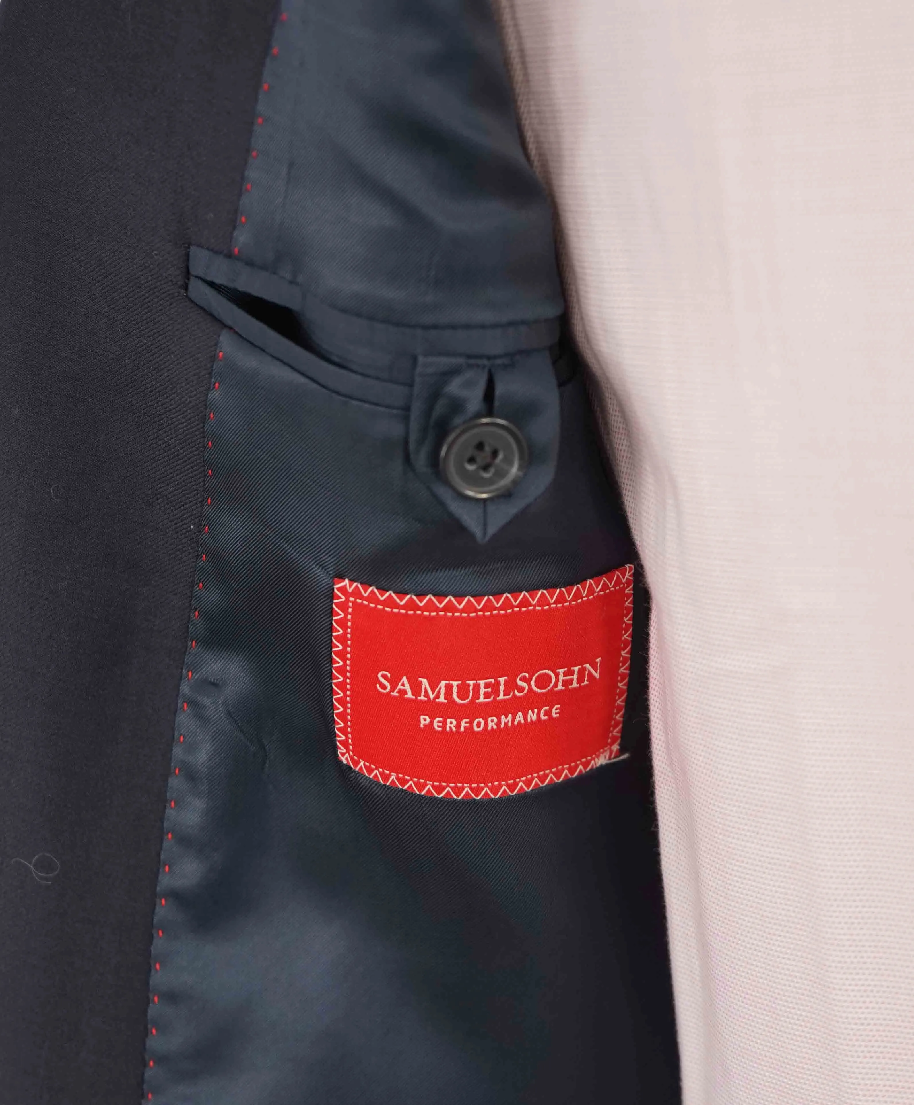 $995 SAMUELSOHN - *PERFORMANCE* Navy Blue Premium Grade Blazer - 40R