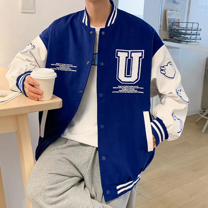 Alaska Varsity Jacket Baseball Uniform Stitching Loose Hip Hop Jacket Men's Jacket