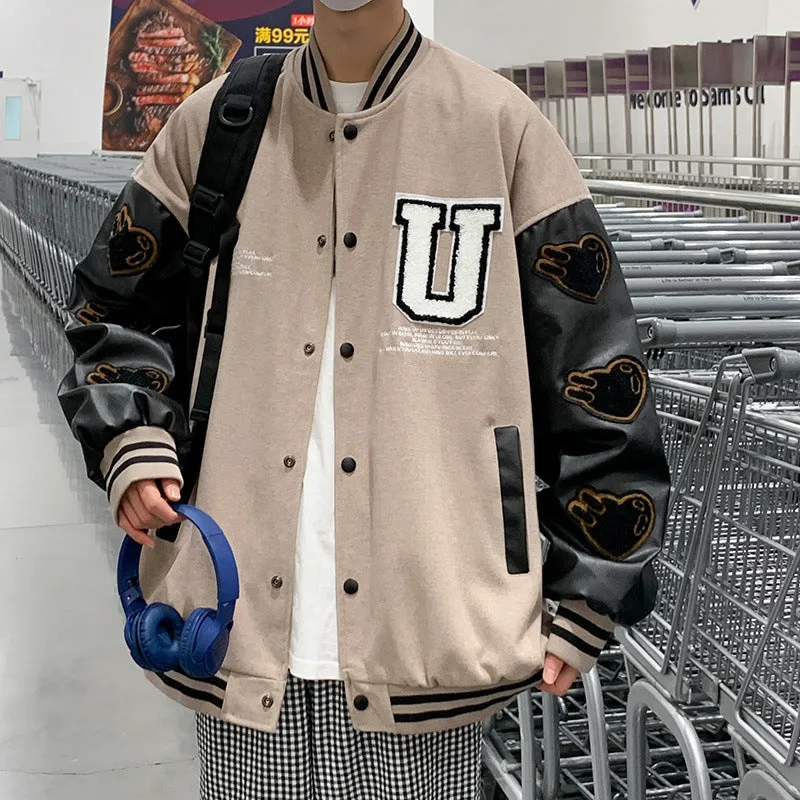 Alaska Varsity Jacket Baseball Uniform Stitching Loose Hip Hop Jacket Men's Jacket