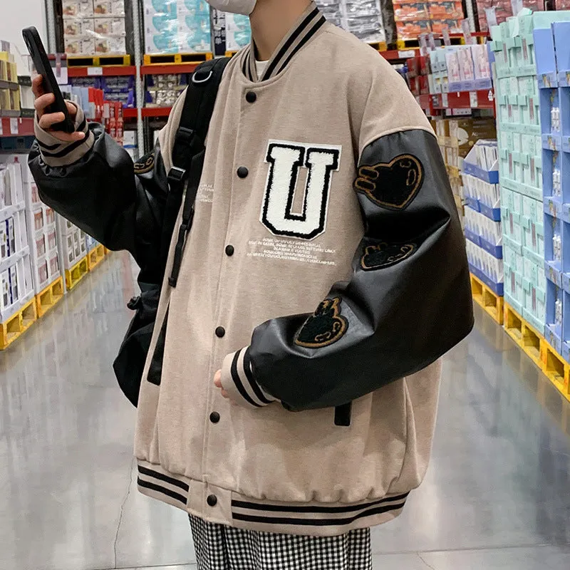 Alaska Varsity Jacket Baseball Uniform Stitching Loose Hip Hop Jacket Men's Jacket