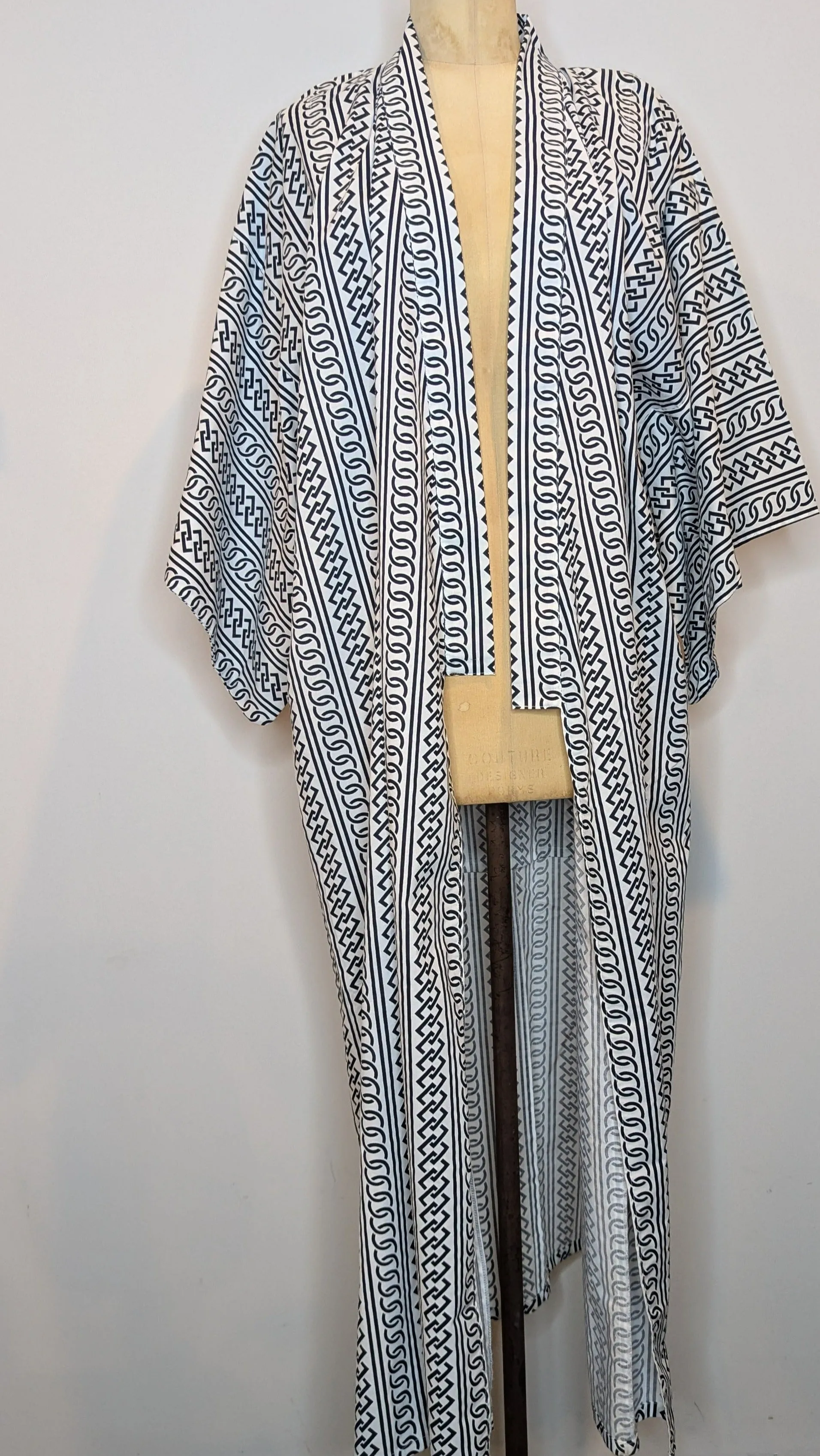 Black & White Patterned Japanese Unisex Kimono