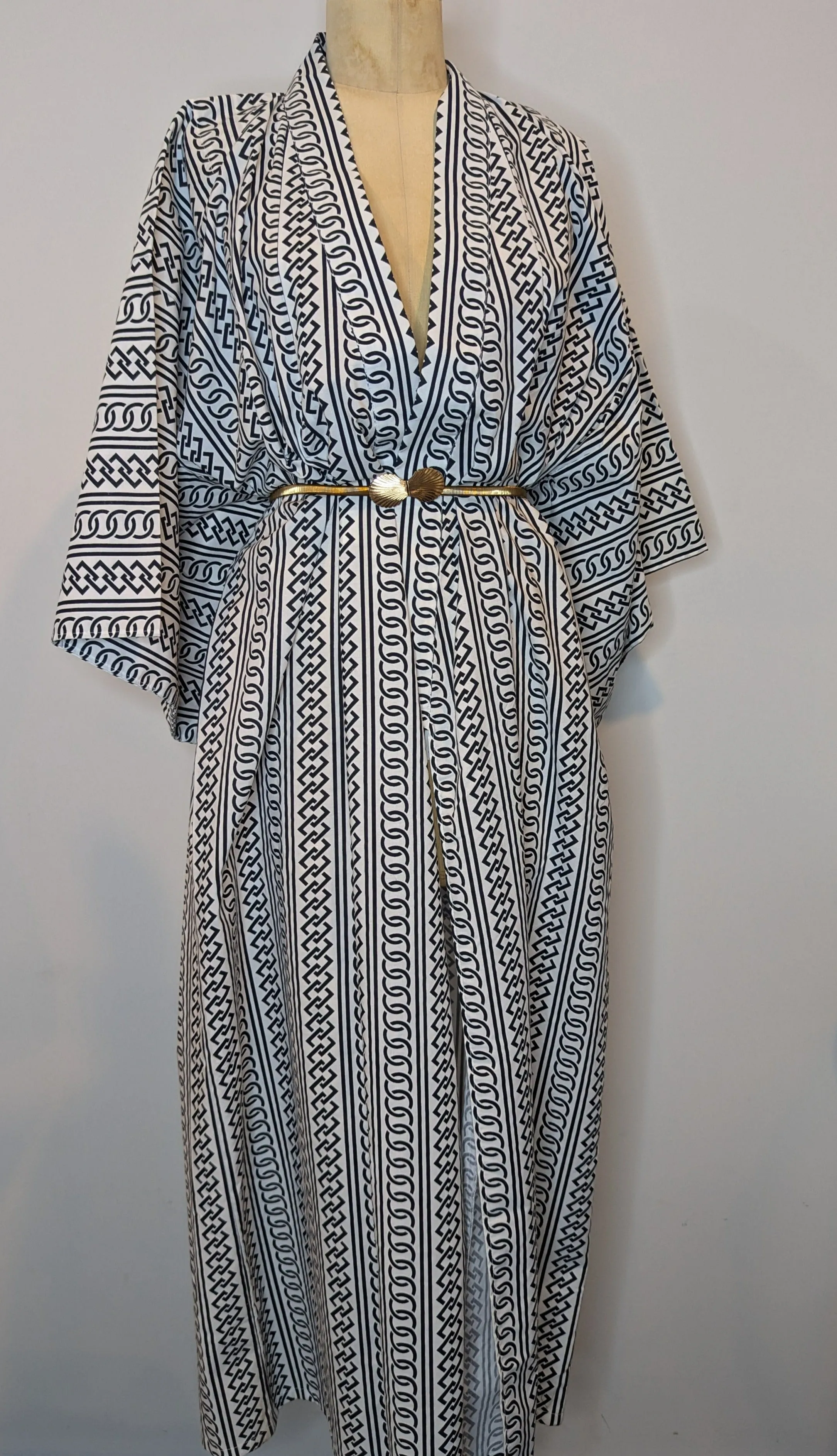 Black & White Patterned Japanese Unisex Kimono