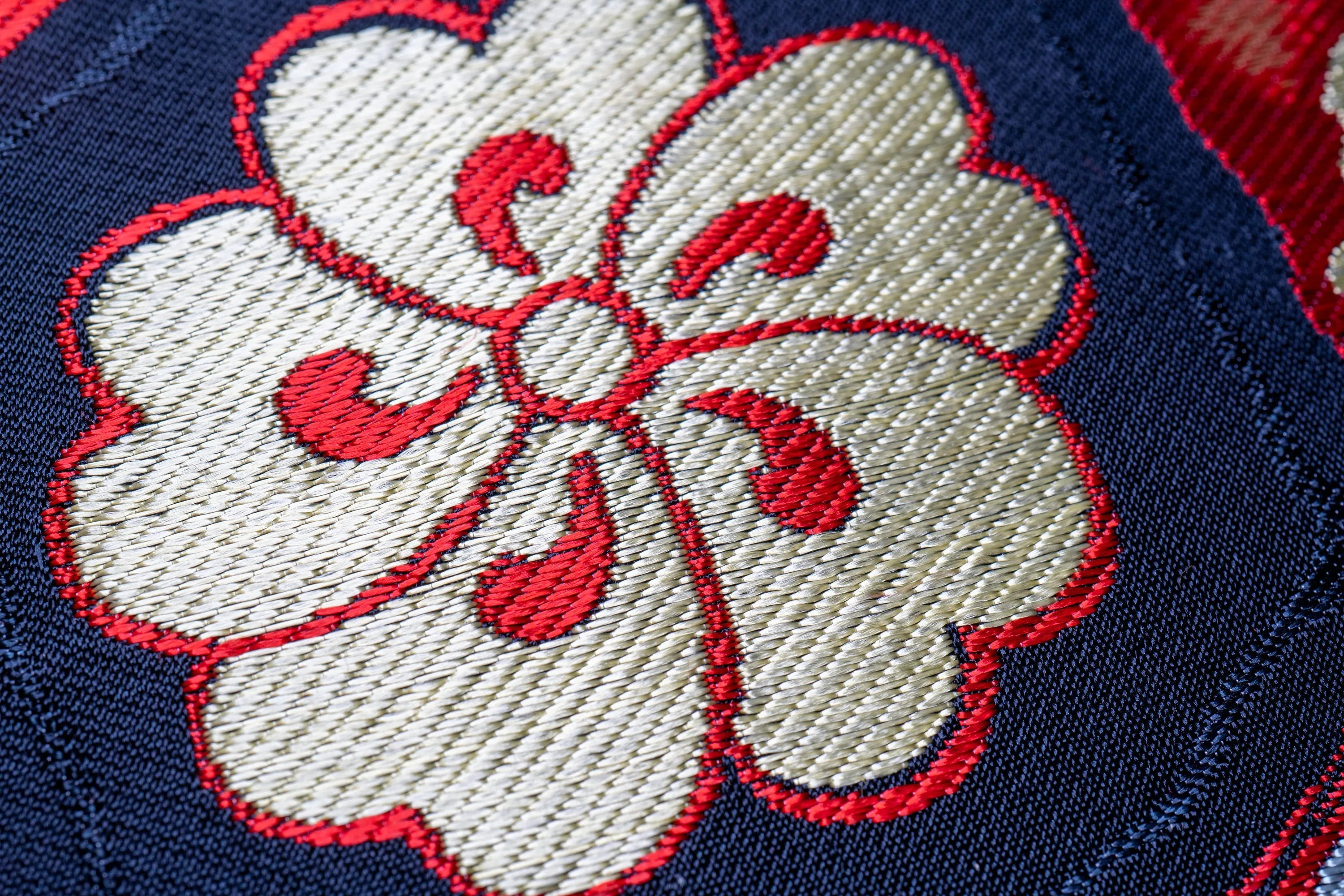 Black Embroidered Nagoya Obi - Floral Kimono Belt - Vintage Silk - Shiny Gold & Red Accents