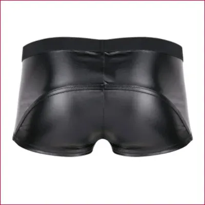 Black Leather Pouch Underwear for Men