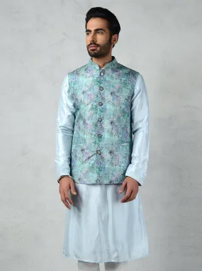 Blue & Multi Bandhgala Jacket | TULA