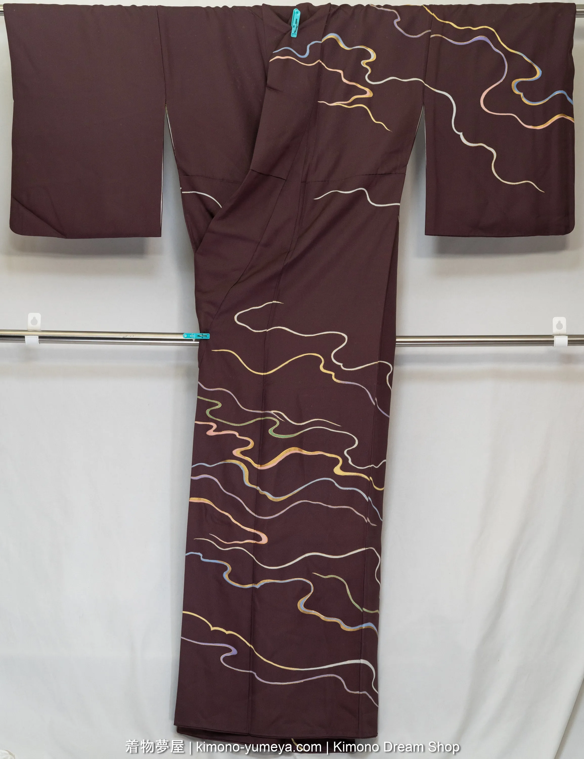 Brown with Abstract Clouds Silk Houmongi