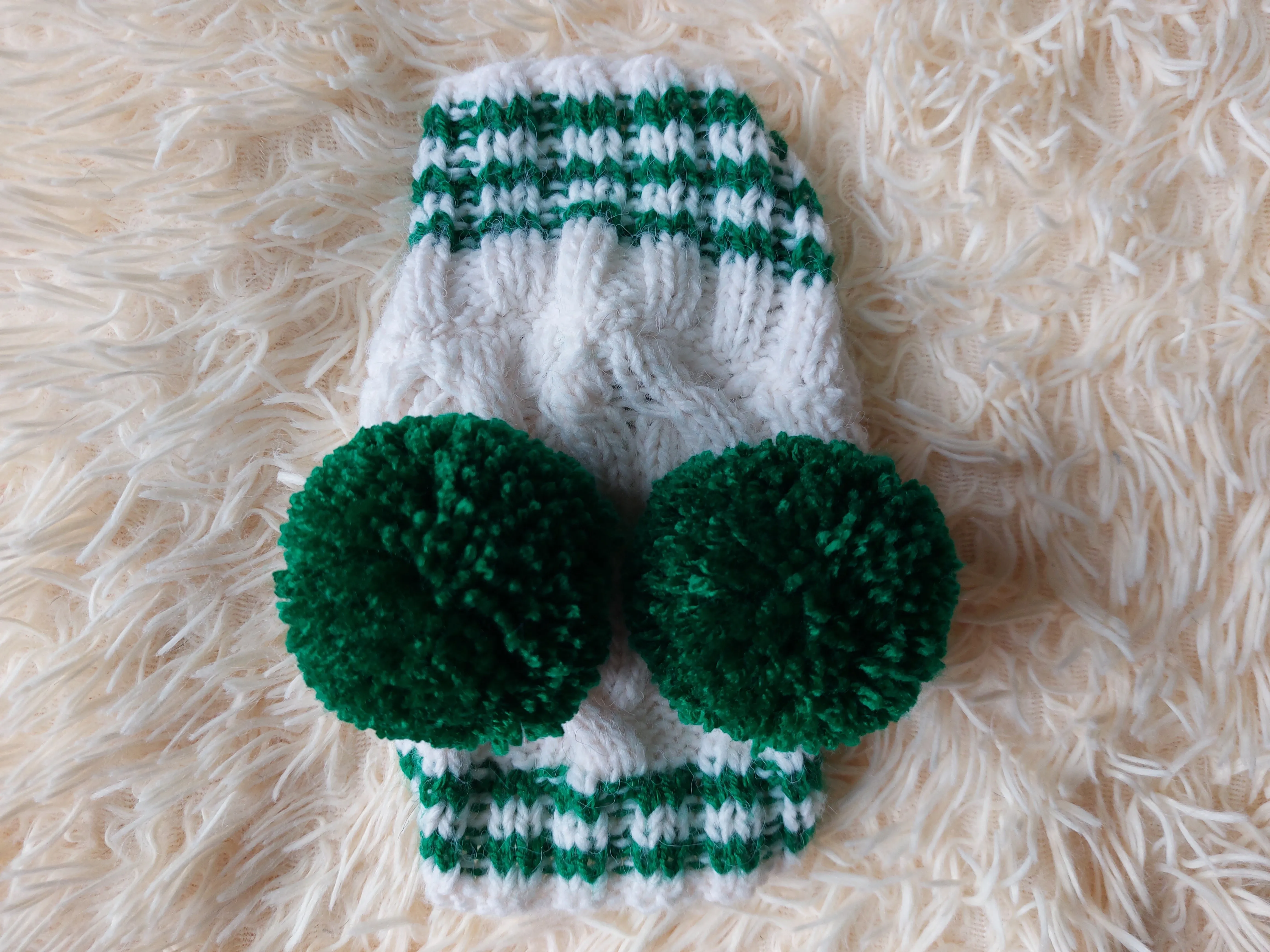 Christmas Clothes Pet Outfit Pom Pom Hat, Pet clothes winter warm wool snood hat for small dogs with pompom, pet gift, dog gift