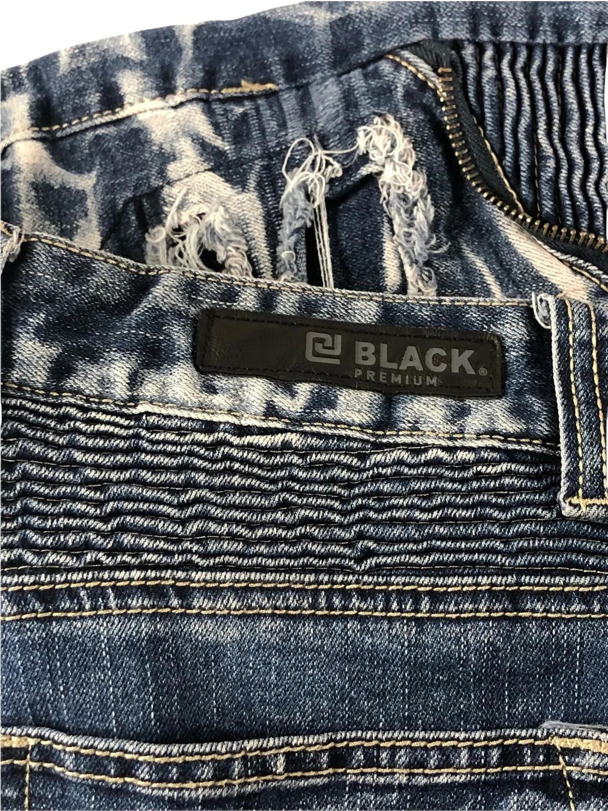 CJ Black Skinny Flex Biker Distressed Jeans Dark Acid Wash Black (Size: 28 x 30)