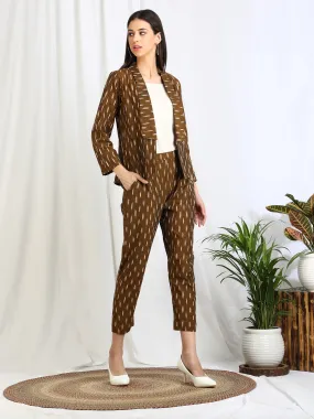 Co-ord Set Olive Ikat Blazer with Trousers
