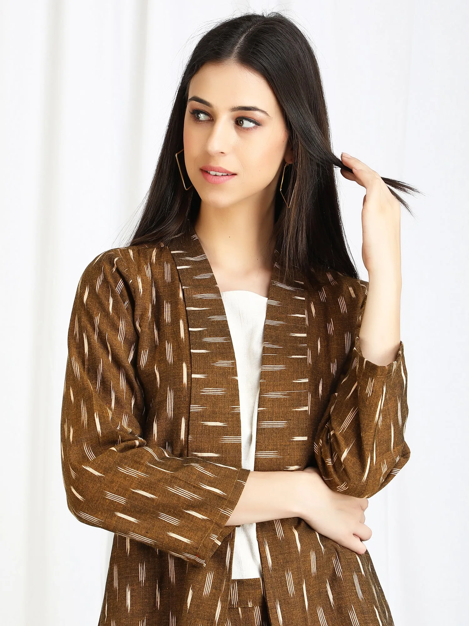 Co-ord Set Olive Ikat Blazer with Trousers