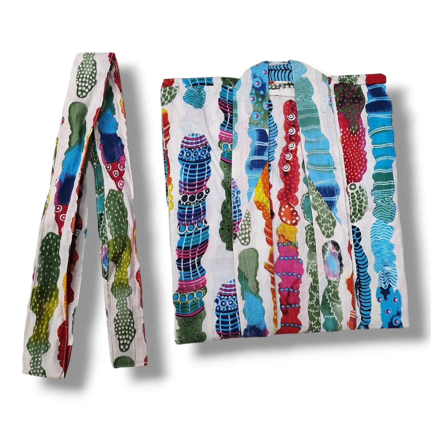 Cotton Hand Printed Kimono Robe Water inspired