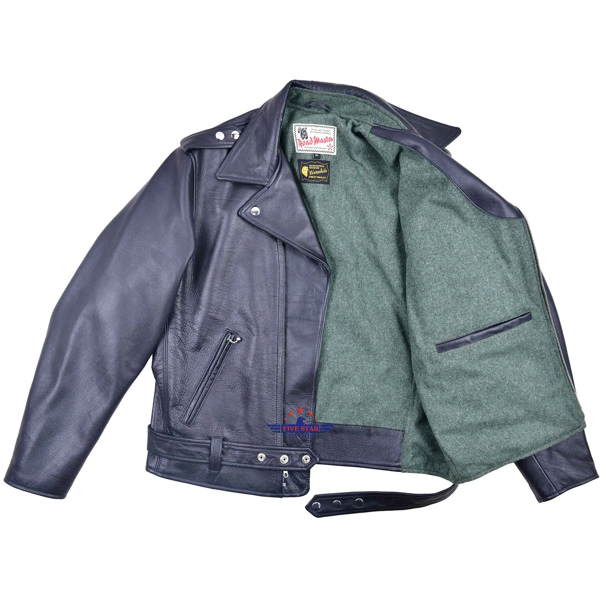 FiveStar Leather 1950's REBEL Jacket Black Horsehide leather