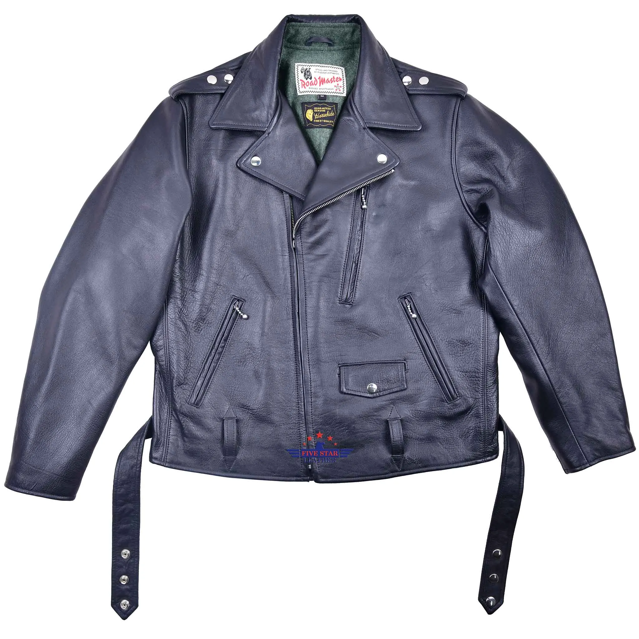 FiveStar Leather 1950's REBEL Jacket Black Horsehide leather