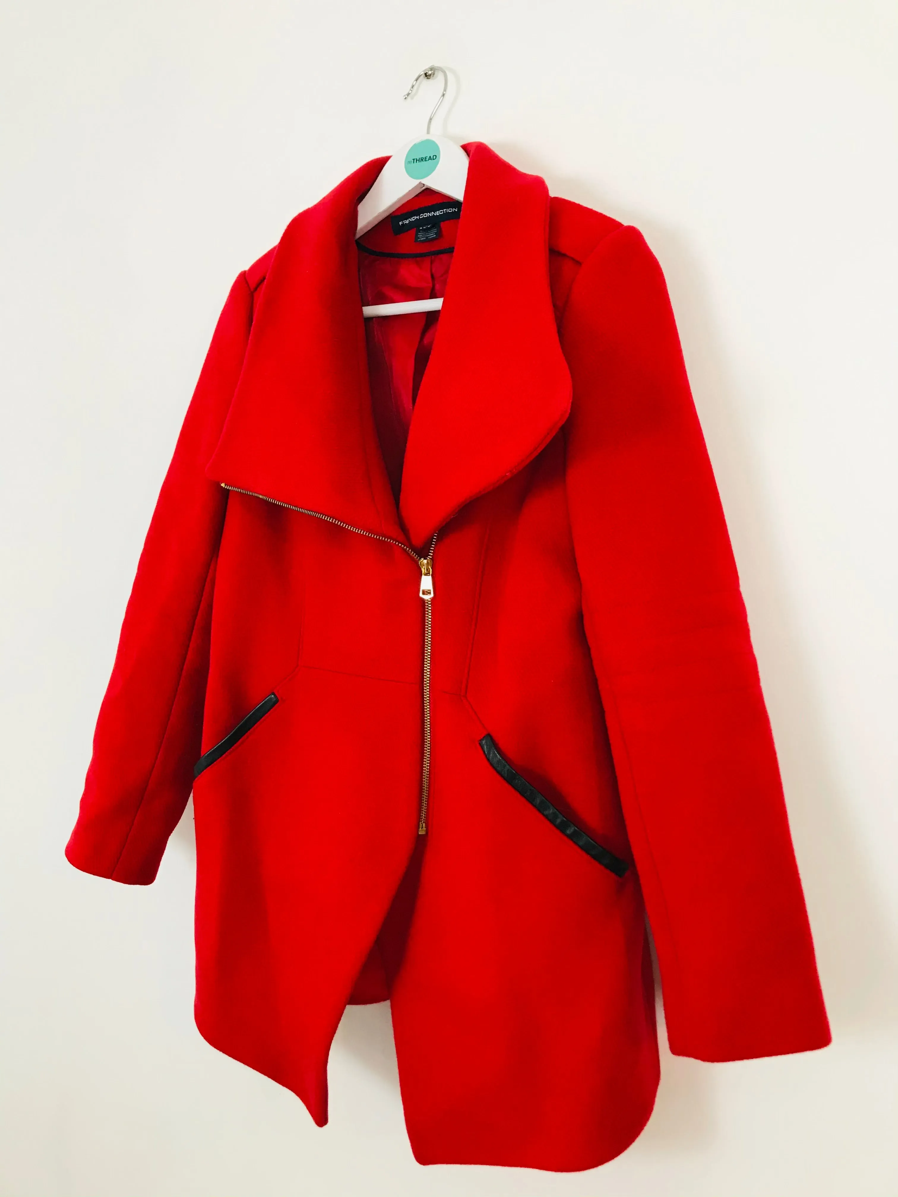 French Connection Women’s Wool Wrap Overcoat | UK14 | Red