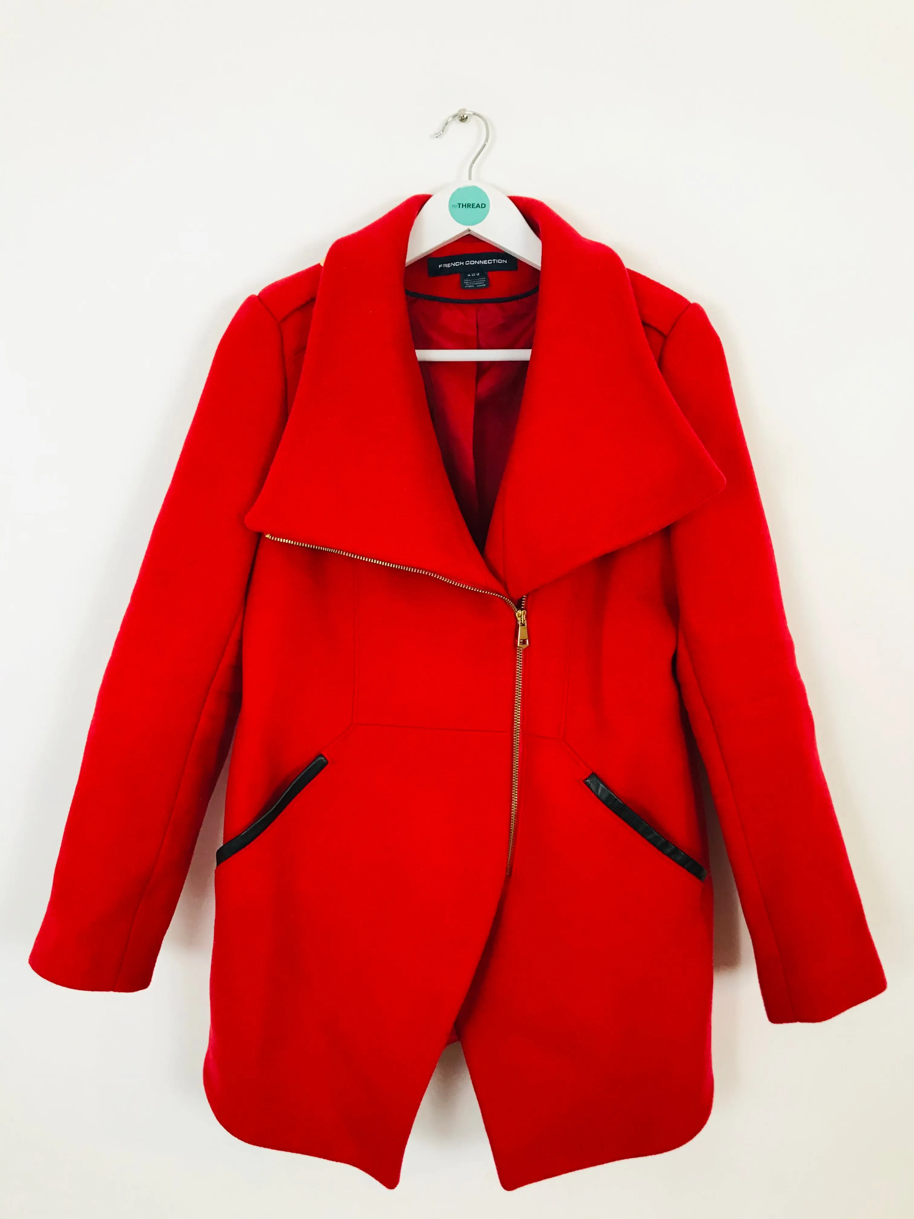 French Connection Women’s Wool Wrap Overcoat | UK14 | Red
