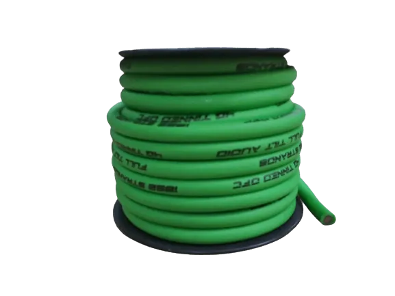 Full Tilt 4 Gauge Lime Green 50' OFC Power/Ground Cable/Wire