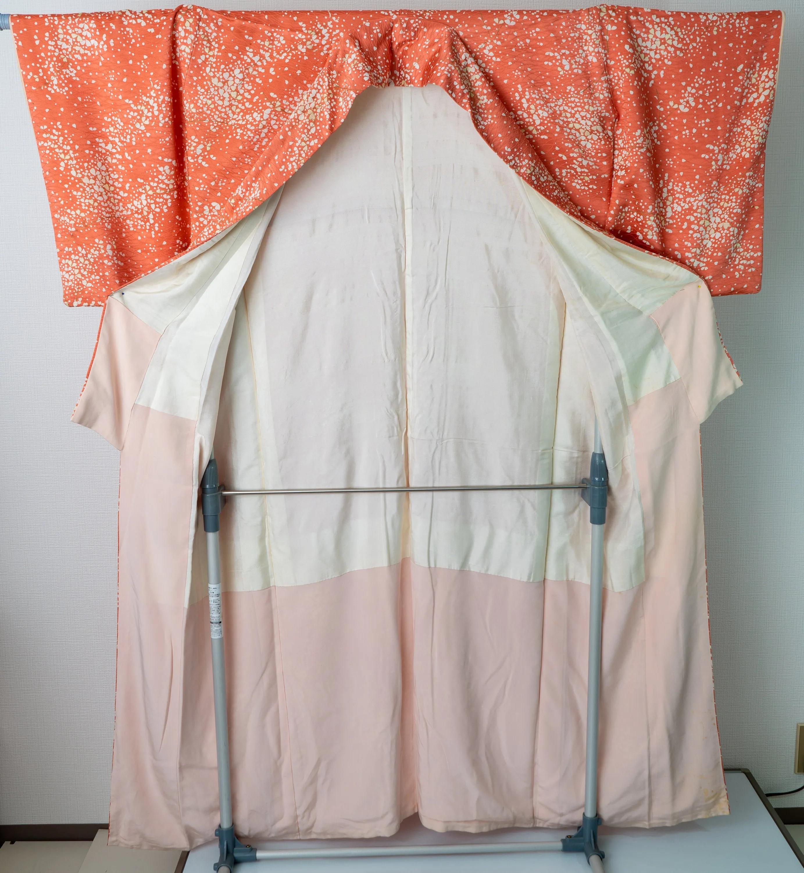 Ginkgo Orange Kimono - Vintage Silk Japanese - Autumn Fall Falling Leaves Cultural