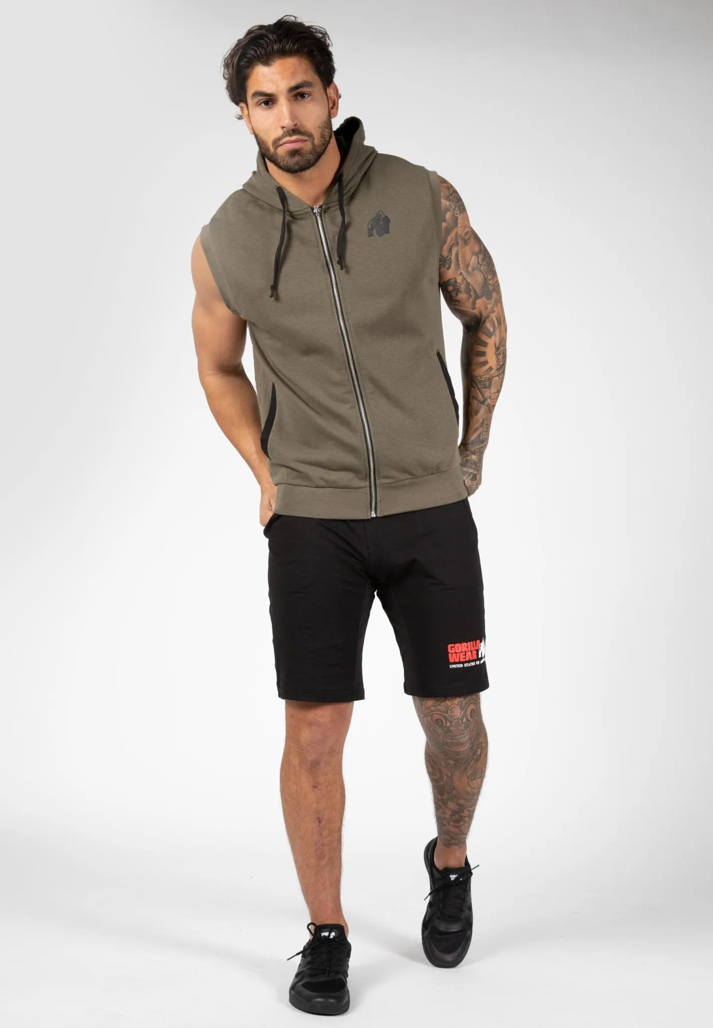 Gorilla Wear Springfield S-L Zipped Hoodie - Army Green