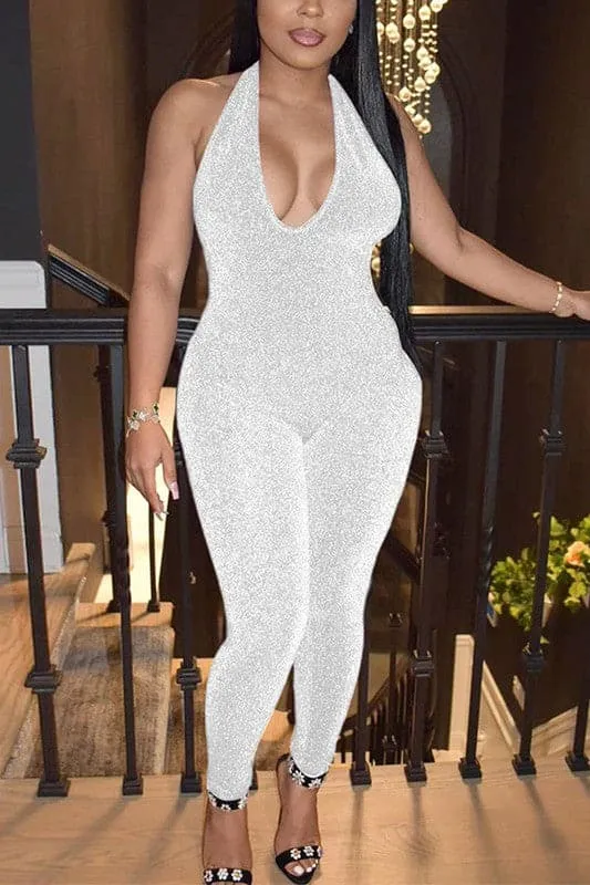 JA027 Halter Shiny Jumpsuits