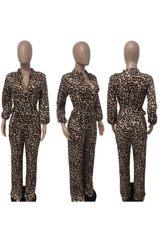 JY169 Graphic Button Down Jumpsuits