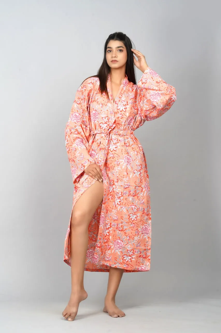 Kimono Bath Robes/ Night Suit Peach Floral