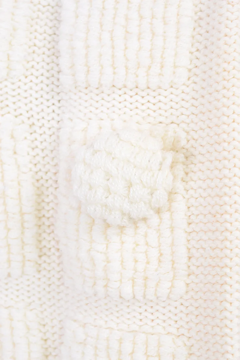 Nannette International Ltd. Cream Textured Merino Wool Sweater Size Large