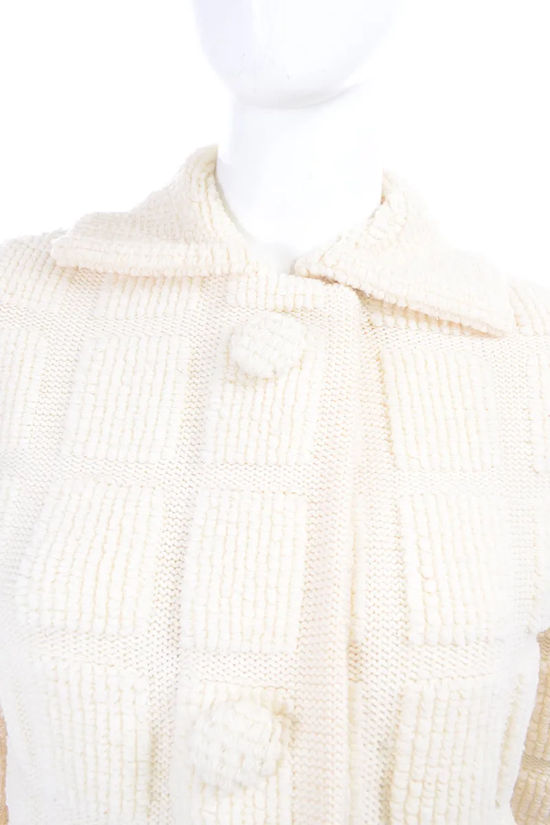 Nannette International Ltd. Cream Textured Merino Wool Sweater Size Large