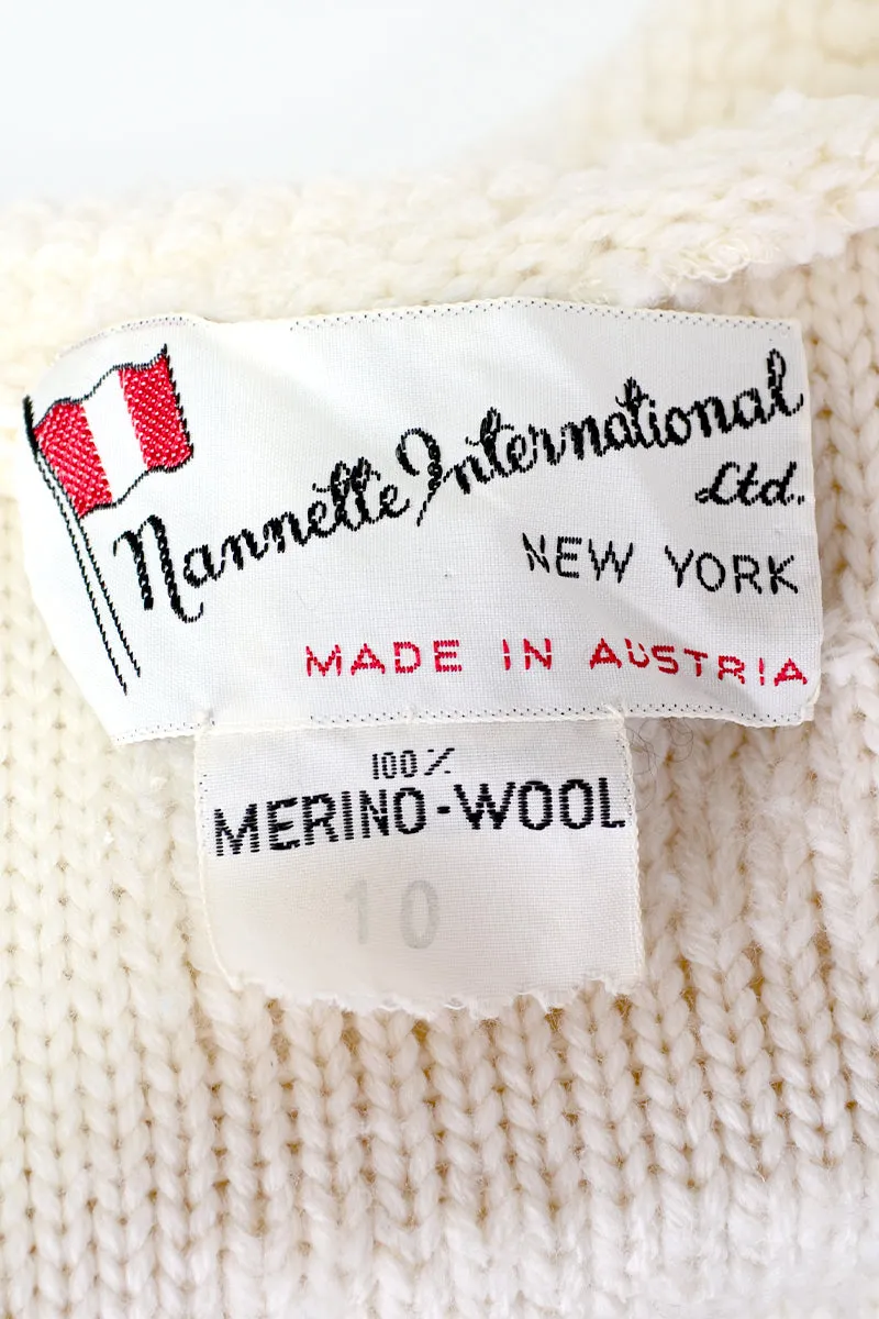 Nannette International Ltd. Cream Textured Merino Wool Sweater Size Large