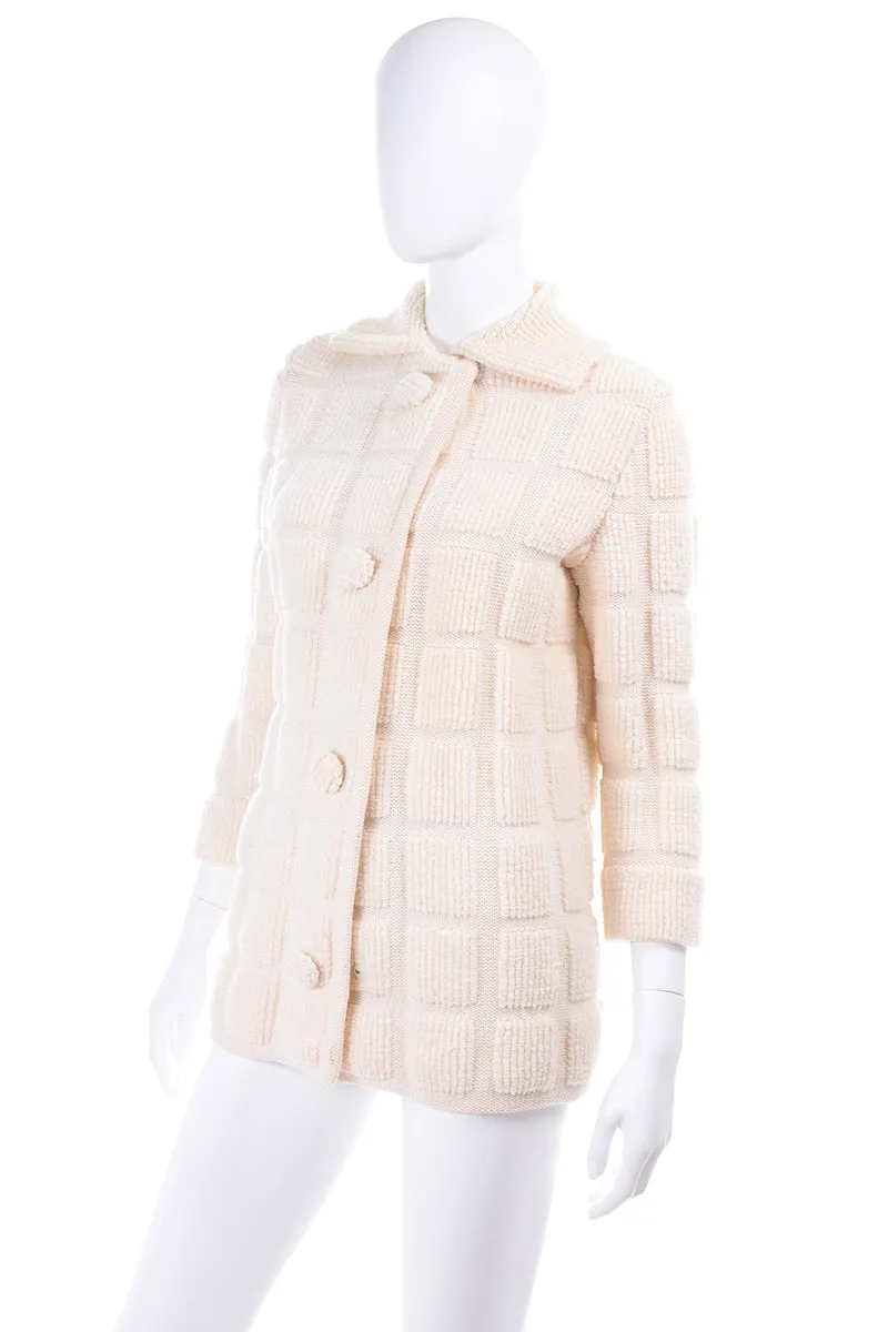 Nannette International Ltd. Cream Textured Merino Wool Sweater Size Large