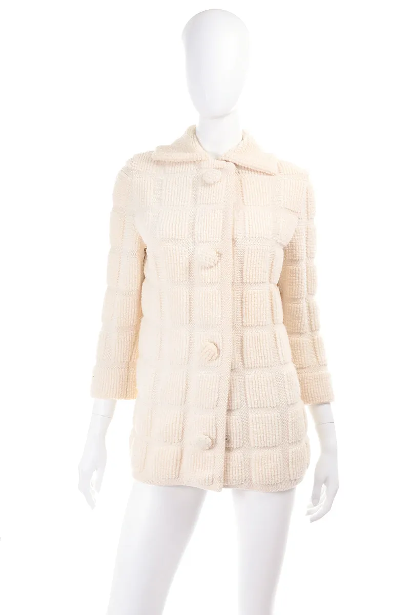 Nannette International Ltd. Cream Textured Merino Wool Sweater Size Large