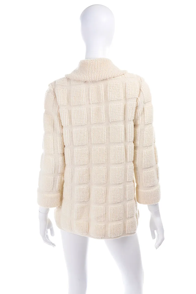 Nannette International Ltd. Cream Textured Merino Wool Sweater Size Large