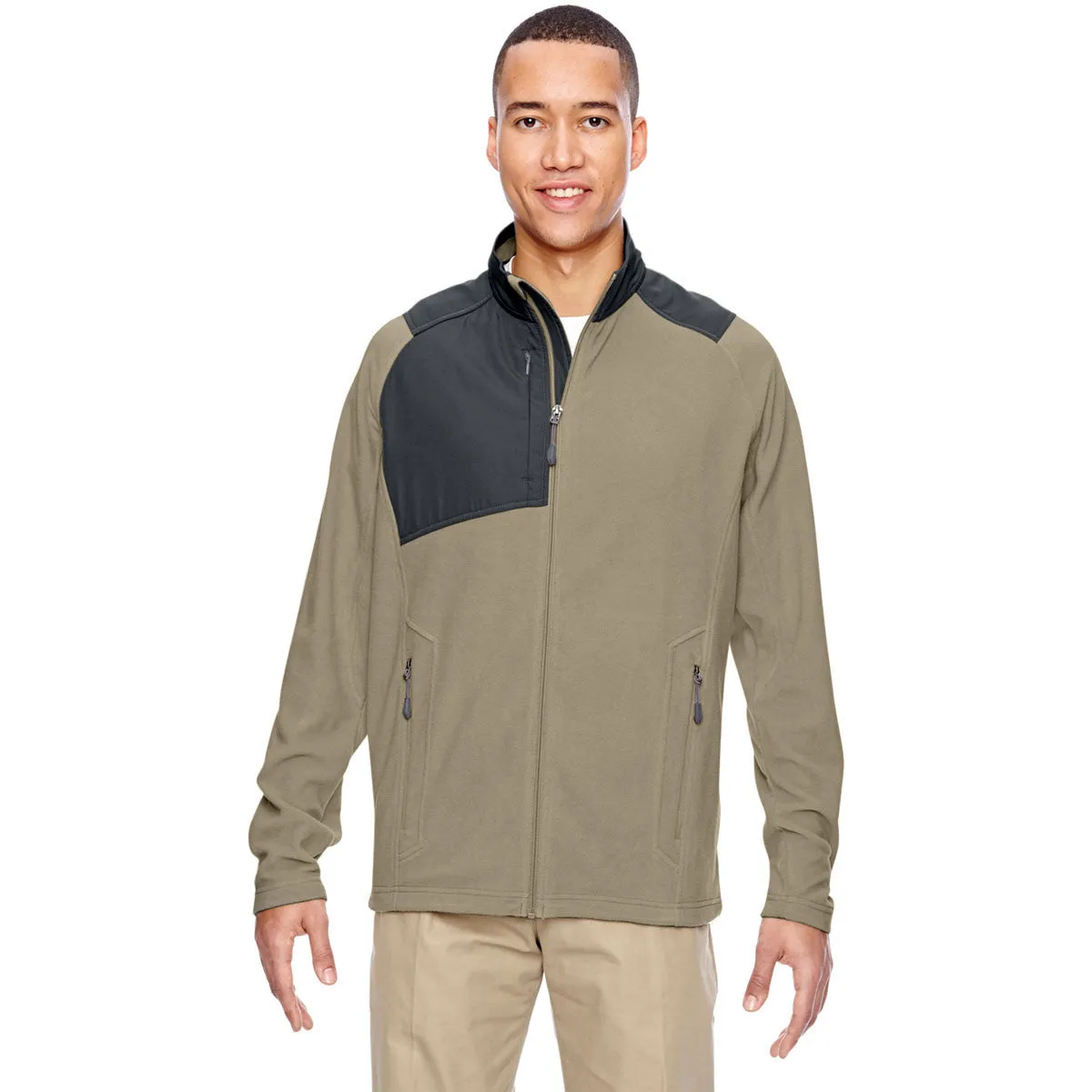 North End Men's Stone Excursion Trail Fabric-Block Fleece Jacket