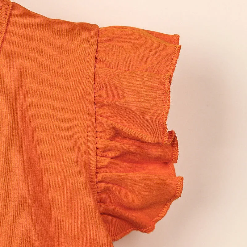Organic Cotton Kimono Top For Baby Girl | Front Open | Orange