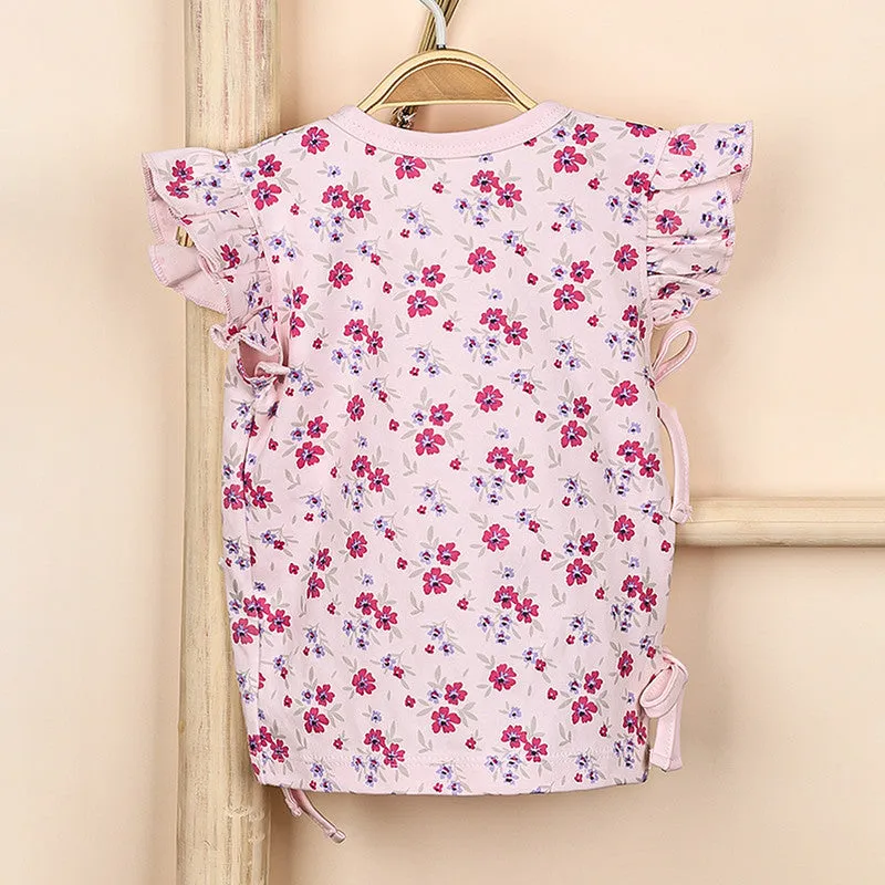 Organic Cotton Kimono Top For Baby Girl | Front Open | Pink | Pack of 2