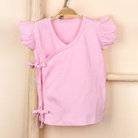 Organic Cotton Kimono Top For Baby Girl | Front Open | Pink