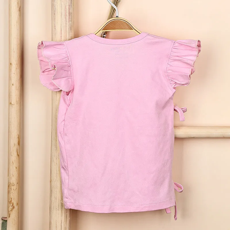Organic Cotton Kimono Top For Baby Girl | Front Open | Pink