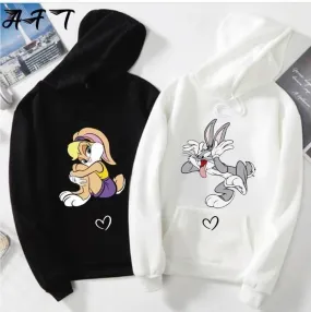 Pack Of 2 - Bunny Printed Couples Hoodie For Him & Her | Couples Gift, Valentine's, Anniversary