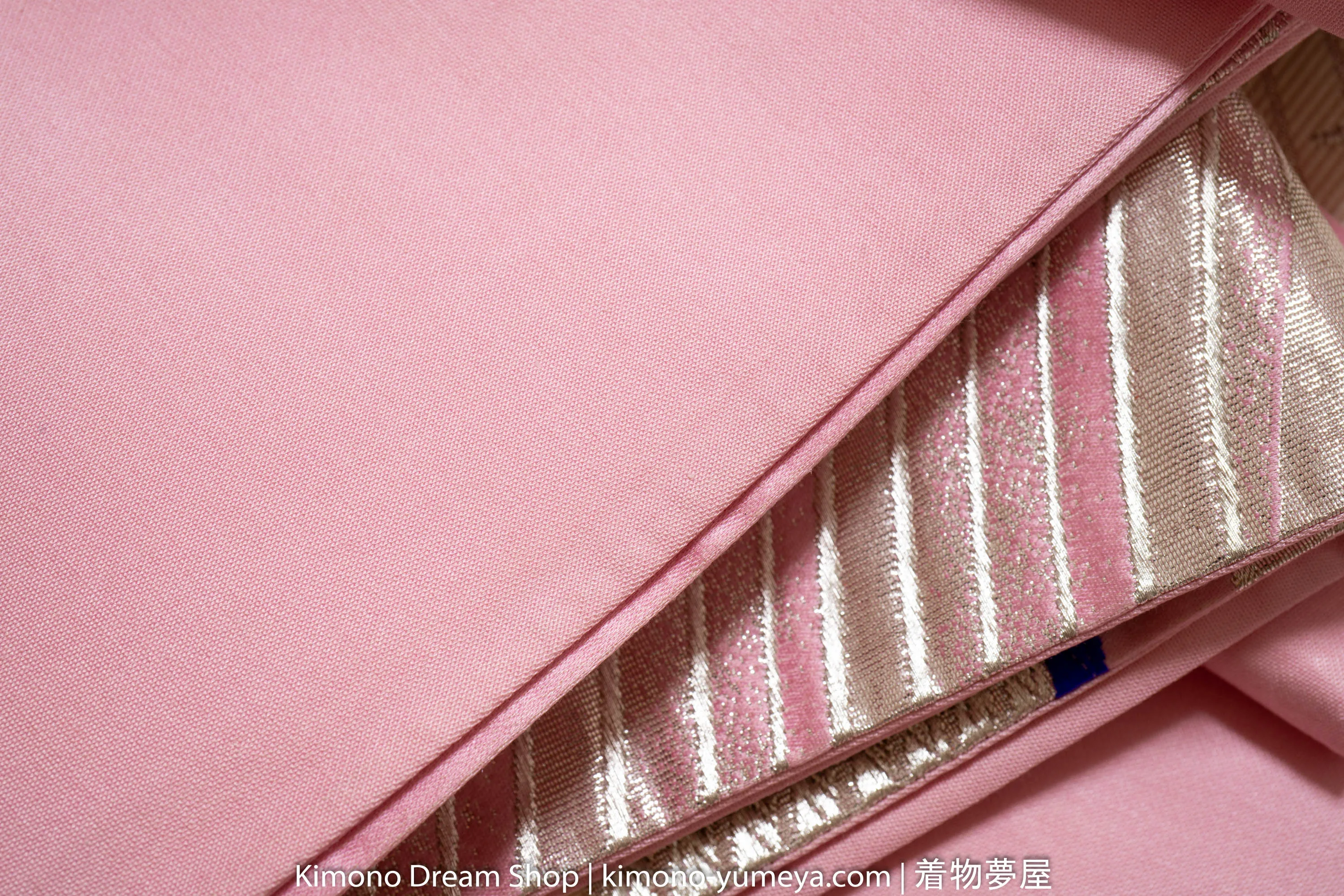 Pink White Wedding Pattern Abstract Peacocks Embroidered Fukuro Obi