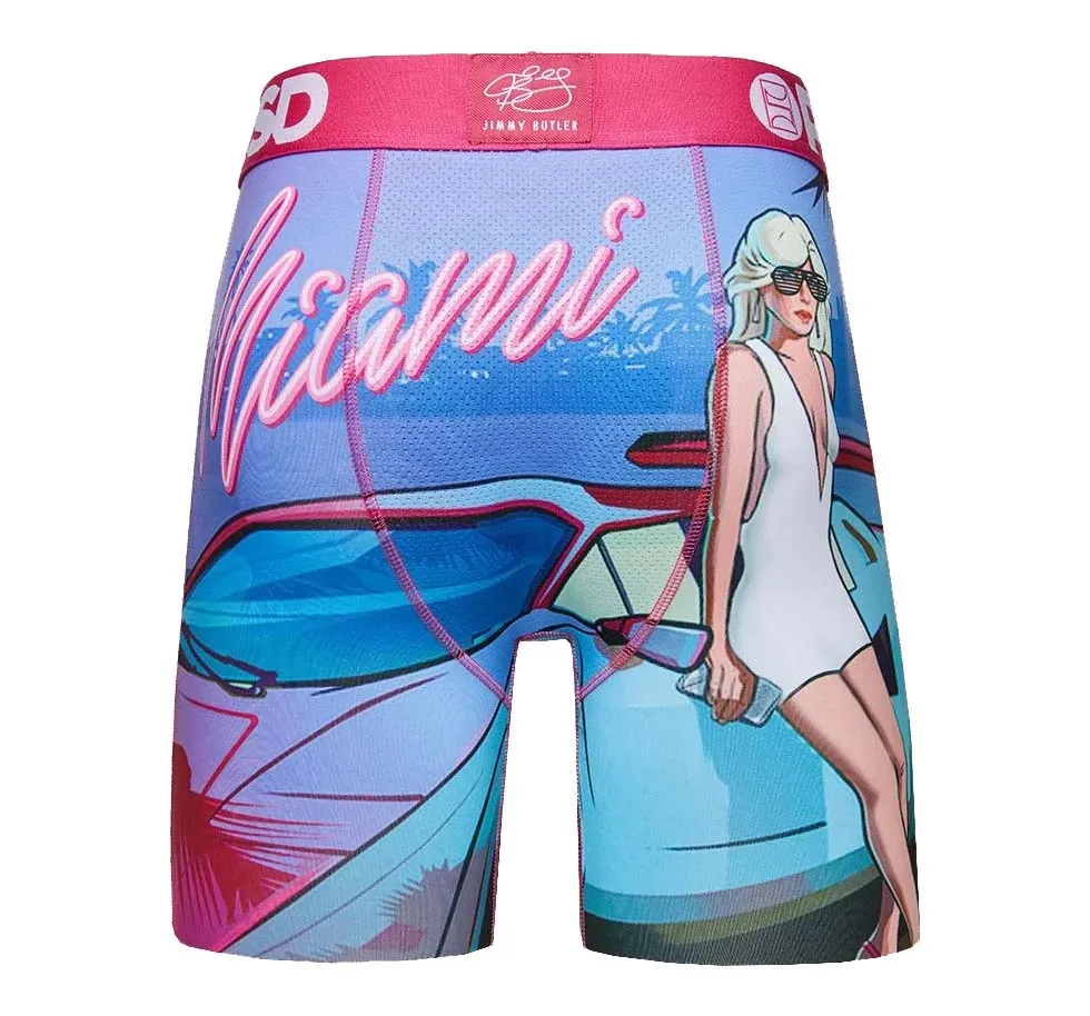 PSD Men's Blue/Miami Vice Elastic Wide Band Boxer Brief Underwear - E12011059-BLU-S