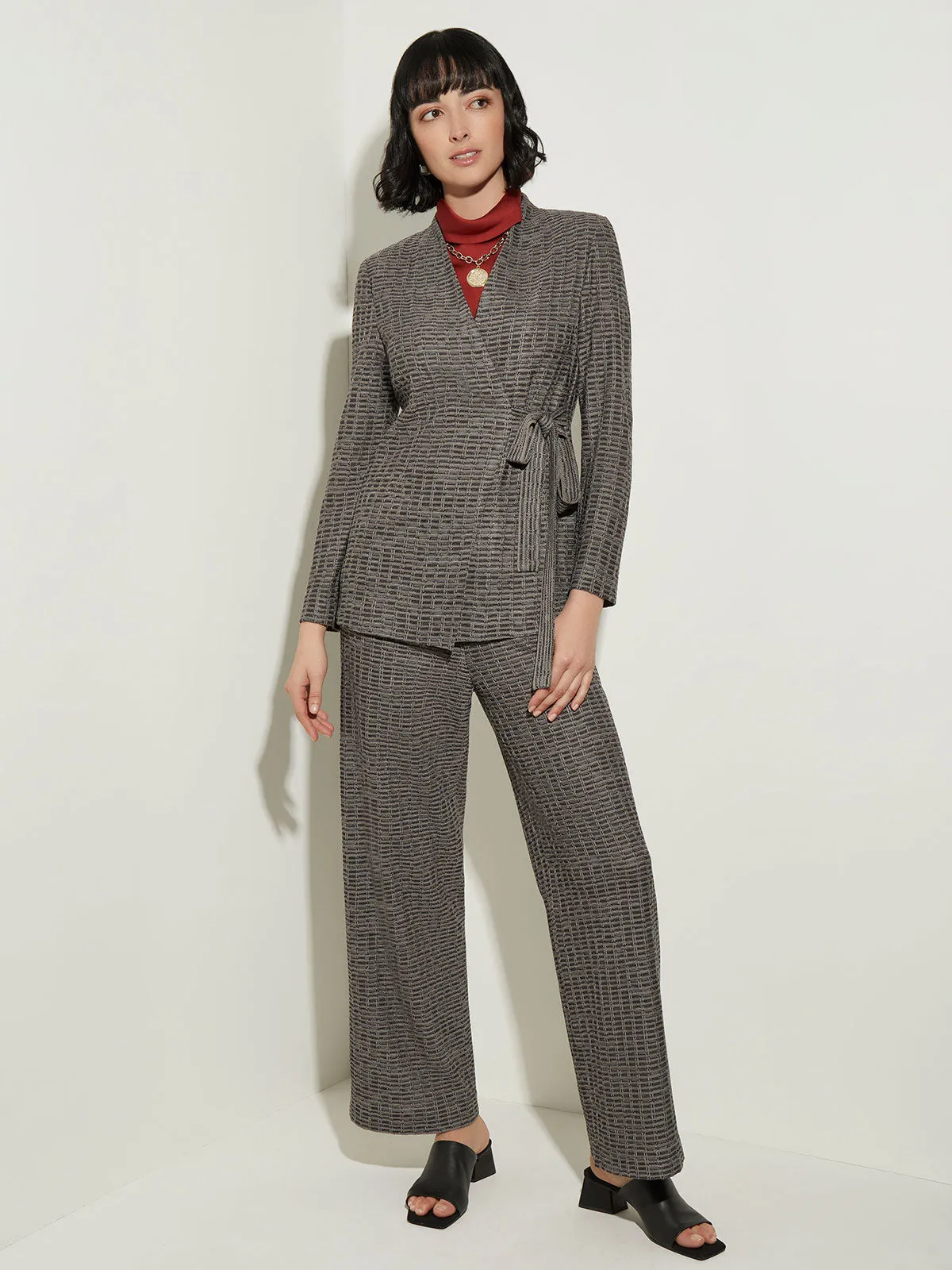Tailored Fit Tweed Side Tie Knit Blazer