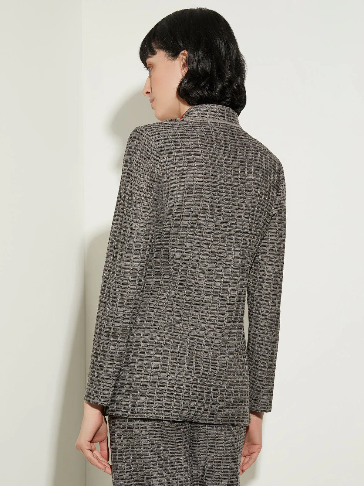 Tailored Fit Tweed Side Tie Knit Blazer