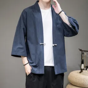 Veste Kimono Bleu Marine Homme