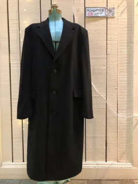 Vintage Baron Anderson Long Black Coat, Made in Britain, Chest 46”