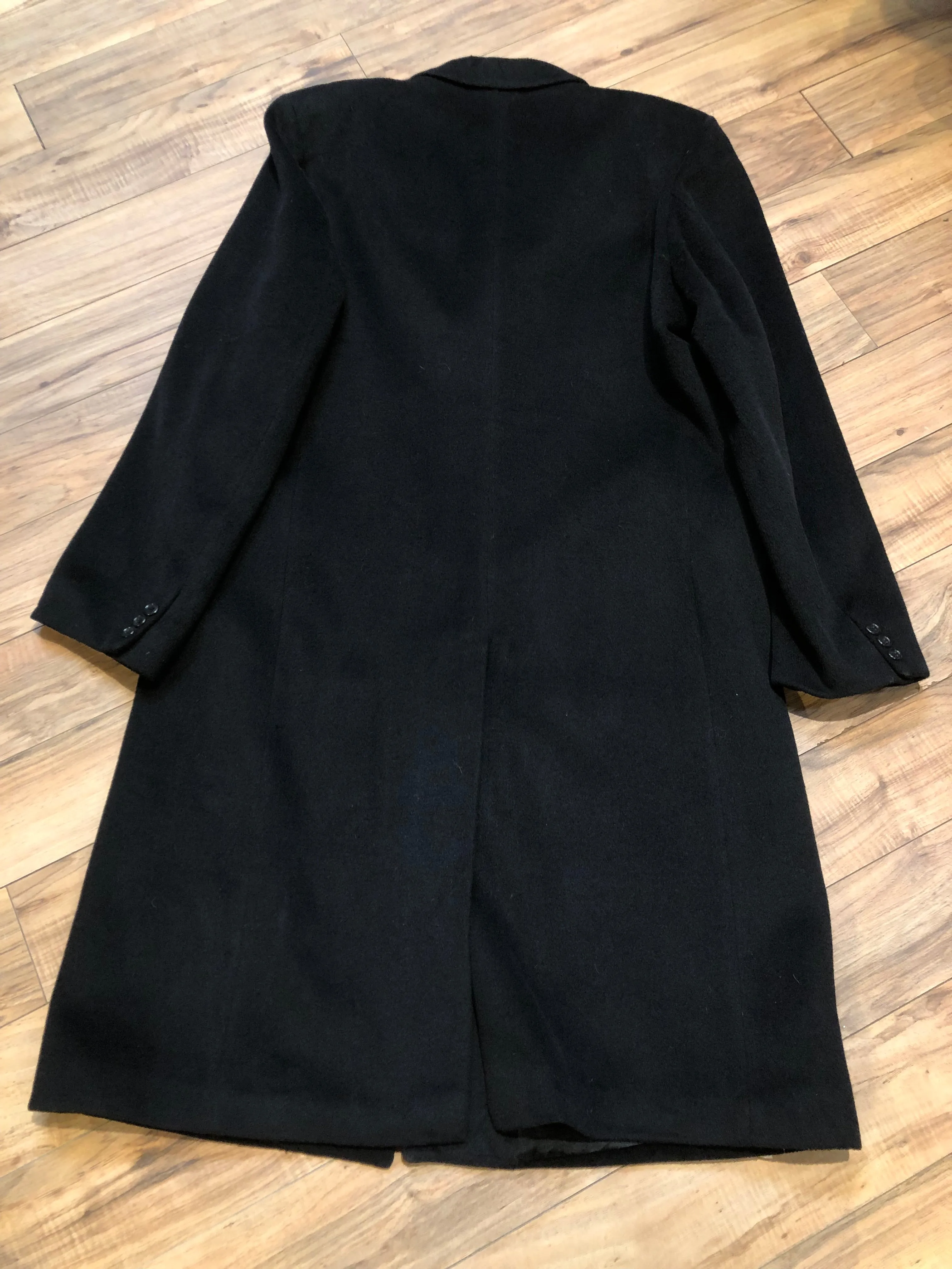 Vintage Baron Anderson Long Black Coat, Made in Britain, Chest 46”