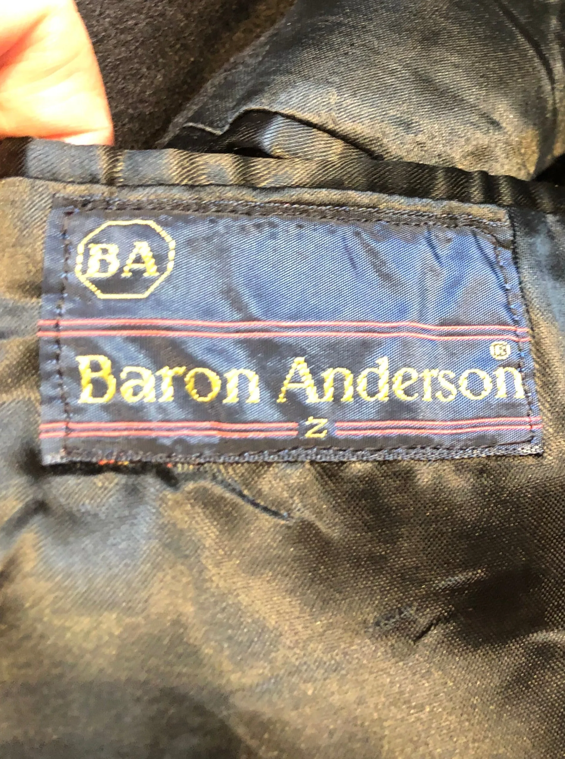 Vintage Baron Anderson Long Black Coat, Made in Britain, Chest 46”