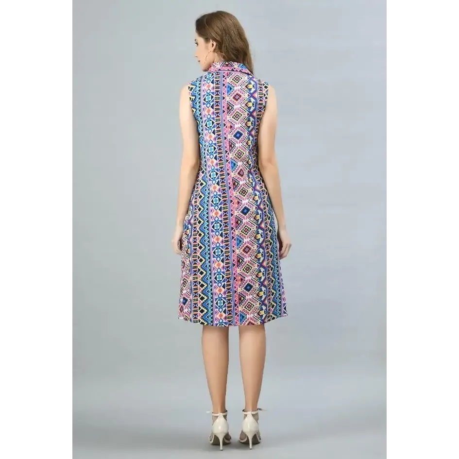 Women's Crepe Tribal Print Short Dress