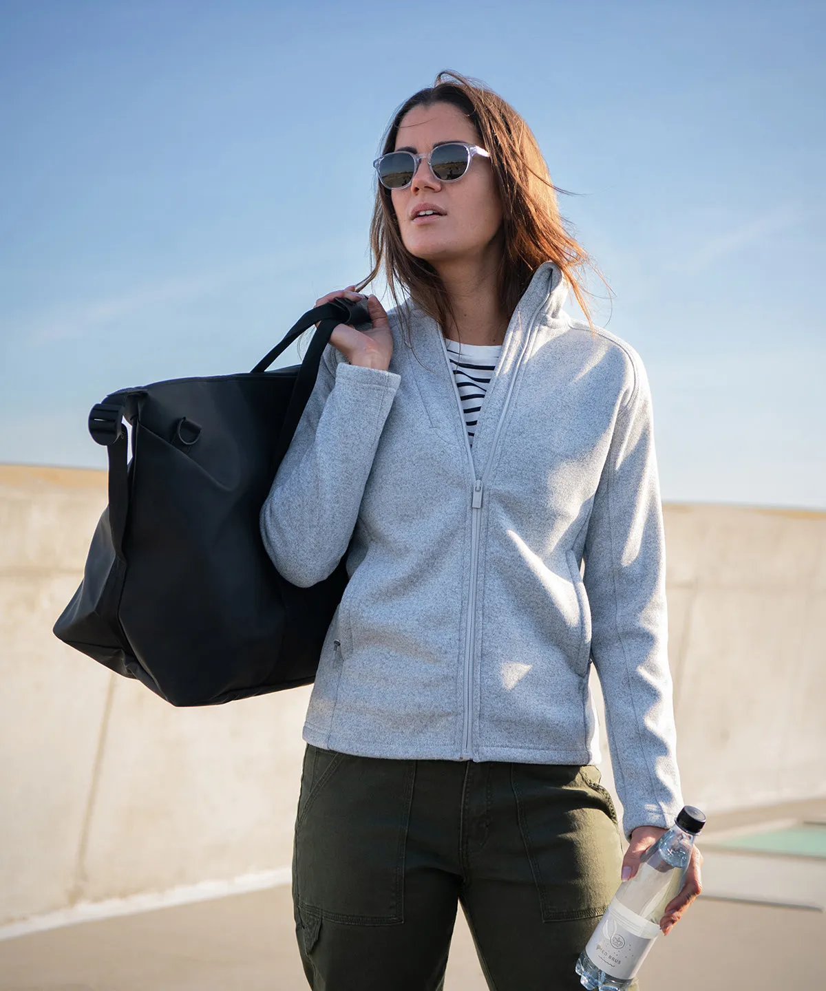 Womens Montana  knitted fleece jacket | Light Grey Melange